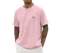 DASONLUE T Shirts Herren Oversized Sommer Tshirt Los Angeles Tops Loose Fit T Shirt Lang Tops Kurzarm Shirmshirt Sportshirt mit Tollen Print leichte Freizeithirt Casual Modern Trainingsshirt, O rosa