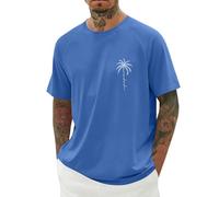 DASONLUE T Shirts Herren Oversized Sommer Tshirt Los Angeles Tops Loose Fit T Shirt Lang Tops Kurzarm Shirmshirt Sportshirt mit Tollen Print leichte Freizeithirt Casual Modern Trainingsshirt, O azul
