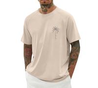 DASONLUE T Shirts Herren Oversized Sommer Tshirt Los Angeles Tops Loose Fit T Shirt Lang Tops Kurzarm Shirmshirt Sportshirt mit Tollen Print leichte Freizeithirt Casual Modern Trainingsshirt, O Khaki