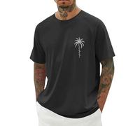 DASONLUE T Shirts Herren Oversized Sommer Tshirt Los Angeles Tops Loose Fit T Shirt Lang Tops Kurzarm Shirmshirt Sportshirt mit Tollen Print leichte Freizeithirt Casual Modern Trainingsshirt, O negro