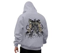 DASONLUE Y2K Sudadera con Capucha Estampado Gótico Sudadera Steampunk Color Sólido Sudadera con Capucha Hip Hop Streetwear Suéter Sudaderas con Capucha Compfort Transpirable Suéter Hombre, gris, M