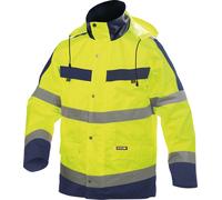 Dassy Parka de lluvia de alta visibilidad Atlantis PES70 Neonamarillo/azul oscuro 3XL