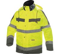 Dassy Parka de lluvia de alta visibilidad Atlantis PES70 Neonamarillo/gris cemento 3XL