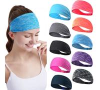 DASUTA Juego de 10 diademas deportivas para mujer, yoga, deportes, viajes, fitness, elástico, transpirable, antideslizante, ligero, multidiademas para la cabeza, para todos los hombres y mujeres