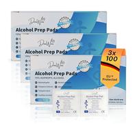 DasWas 3 x 100 Toallitas con Alcohol - Toallitas Desinfectantes con 70% Isopropílico - Desinfectantes Cutánea Individuales (65×30 mm) - 300 Alcohol Wipes Uso Médico y Cuidado Diario
