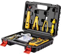 Dasxskj Kit de herramientas de crimpado RJ45, kit de herramientas de red, crimpadora Ethernet Cat6 Cat5e Cat5 con rastreador de cables, herramienta de perforación 110/88, conectores de paso Cat6,