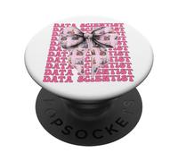 Data Scientist Science Graph Girl Coquette Bow Rosa PopSockets PopGrip Adhesivo