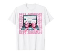 Data Scientist Science Laptop Graph Girl Coquette Bow Rosa Camiseta