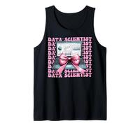 Data Scientist Science Laptop Graph Girl Coquette Bow rosa Camiseta sin Mangas