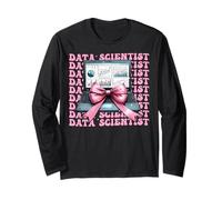 Data Scientist Science Laptop Graph Girl Coquette Bow rosa Manga Larga