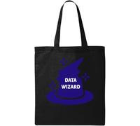 Data Wizard Hat Math Mathematics Statistics Logo Natural Ecológico Bolsa de algodón negro, Black, Talla única