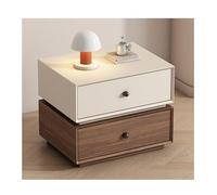 DataBaste Mesita de Noche，Mesa Auxiliar，Armario de Almacenamiento，para Dormitorio y Salón(White+Brown,40 * 40 * 48cm/15.7 * 15.7 * 18.9in)