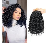 Datanala GoGo Curl Crochet Hair 12 pulgadas de pelo ondulado de agua de ganchillo paquete de 8 paquetes de extensiones sintéticas de pelo largo para playa (1B, 12 pulgadas (8 paquetes)