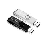 DataOcean 2 Piezas USB 2.0 64GB Memorias USB PenDrives Giratoria Pen Drive 64 GB Unidad Flash (2 X 64GB Negro Plata)