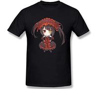 Date A Live Kurumi Tokisaki Men's Comfortable Short Sleeve Tshirts Camisetas y topss Crew Neck Personality Fashion T-Tshirts Camisetas y Tops Black (Medium)