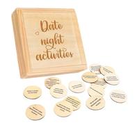 Date Night Games - Juego de 52 tarjetas de actividad para parejas - Caja de madera para parejas divertidas para construir relaciones, 11 x 11 x 3 cm, juego de ideas de recuerdo para recién casados