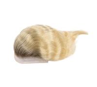 Date Peluca de hombre con frente de encaje para cabello humano, mono top con base de cuero PU 4T613# Rubio Vestirse de cerca