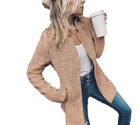 Datebacko Women's Solid Color Pocket Long Sleeve Open Front Coat Anti-Static Lining Wide Shoulders Slim Fit Plus Size Jacket (2,XXL)