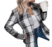 Datebacko Women's Solid Color Pocket Long Sleeve Open Front Coat, Casual Work Twill Blazer Slim Fit for Woman (05,3XL)