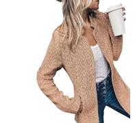 Datebacko Women's Solid Color Pocket Long Sleeve Open Front Coat, Casual Work Twill Blazer Slim Fit for Woman (03,M)