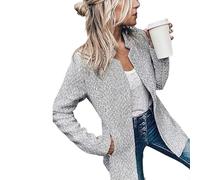 Datebacko Women's Solid Color Pocket Long Sleeve Open Front Coat, Casual Work Twill Blazer Slim Fit for Woman (02,3XL)