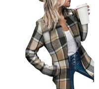 Datebacko Women's Solid Color Pocket Long Sleeve Open Front Coat, Casual Work Twill Blazer Slim Fit for Woman (04,XL)
