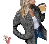 Datebacko Women's Solid Color Pocket Long Sleeve Open Front Coat, Casual Work Twill Blazer Slim Fit for Woman (01,XXL)