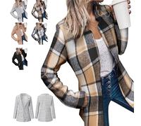 Datebacko Women's Solid Color Pocket Long Sleeve Open Front Coat, Slim Fit Business Casual Work Twill Blazer (#3,S)