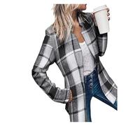 Datebacko Women's Solid Color Pocket Long Sleeve Open Front Coat, Stand Collar Slim Fit Blazer(Grey,XL)