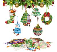 DATIFF 12Pcs Christmas Craft Activity Kit de manualidades navideñas para niños Decoración navideña hecha a mano Ocio creativo Decoración navideña colgante para juegos DIY Fiesta Fiesta