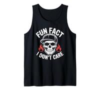 Dato divertido I Don't Care Funny Skeleton Sarcástico Humor Adulto Camiseta sin Mangas