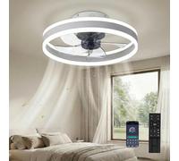 DATO Ventilador de techo con luz, 3 temperaturas de color y 6 velocidades, control remoto/app, silencioso y regulable (Blanco, 50CM)