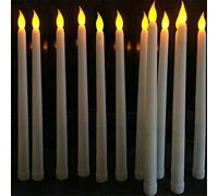 Datomarry Paquete de 12 Velas LED sin Llama, luz Parpadeante Amarilla, plástico eléctrico Realista, 11 Pulgadas de Largo, Color Marfil Blanco, Funciona con Pilas, para Halloween y Navidad