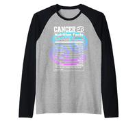 Datos Nutricionales del Cáncer Signo del Zodíaco Astrología Azul Púrpura Camiseta Manga Raglan