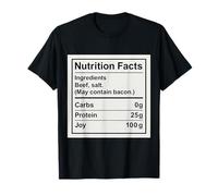 Datos nutricionales Divertidos del carnívoro Etiqueta de Ingredientes Dieta cetogénica Camiseta