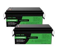 DATOUBOSS 2*Batería de Litio 200Ah 12V,12V 200Ah LiFePO4,LiFePO4 Grado A Células, 200A BMS 15000+Cycles Batería de Litio de Ciclo Profundo MAX 2560W Solar, RV, Off-Grid.