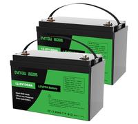 DATOUBOSS 2* Batería de Litio LiFePO4 de 12V 100Ah, BMS Integrado de 100A, Hasta 15 000 Ciclos Profundos, Salida Máxima de 1280Wh, Compatible con Conexión en Serie/Paralelo, para Camper, Sistema Solar