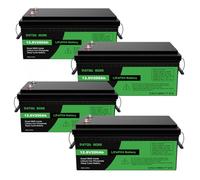DATOUBOSS 4*Batería de Litio 200Ah 12V,Batería 200Ah 12V LiFePO4,Batería LiFePO4 Grado A Células, 200A BMS 15000+Cycles Batería de Litio de Ciclo Profundo MAX 2560W Solar, RV, Off-Grid.