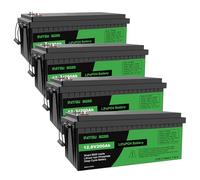 DATOUBOSS 4* Batería de Litio LiFePO4 de 12V 200Ah, BMS Integrado de 200A, Hasta 15 000 Ciclos Profundos, Salida Máxima de 2560Wh, Compatible con Conexión en Serie/Paralelo, para Camper, Sistema Solar