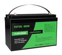 DATOUBOSS Batería LiFePO4 de 12 V 100 Ah, batería de litio de 1280 Wh con BMS mejorado de 100 A, más de 10 000 ciclos de profundidad, admite conexión en serie/paralelo, para autocaravana, panel solar