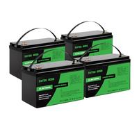 DATOUBOSS Bateria Litio 12V 100Ah Bateria Lifepo4 con Protección 100A BMS, Hasta 15000 Ciclos y 10 Años de Vida, para Camping Autocaravana, Sistema Placa Solar, Barco, Hogar (4 piezas)