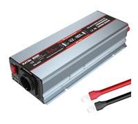 DATOUBOSS Inversor 1800W De 12V A 230V De Onda Sinusoidal Pura Convertidor De Voltaje Pico De Potencia 3600W con Tomas EU, Salida USB Y Pantalla LED para Electrodomésticos Caravana Camión (Grigio)