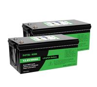 DATOUBOSS Lifepo4 Bateria Litio 12V 300Ah Bateria con Protección 200A BMS, 10000+ ciclos Profundos y 10 Años de Vida, para Camping Autocaravana, Sistema Placa Solar, Barco, Hogar (2 Piezas)