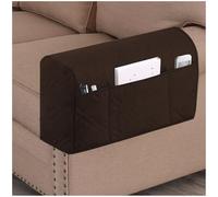 DATOUJL Funda Protectora Impermeable para Brazos de Sofá [Pack 2 Und.] - Cubrebrazos Antideslizante con 3 Bolsillos | Ajuste Cuero/Tela | Portamóviles y Mando TV (Marrón)