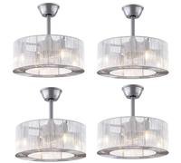 DATOZA 4 pcs Ventilador de techo de 18" con control remoto de luz Ventilador de araña LED de 3 aspas invisibles 3 velocidades