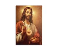 DATOZA Póster artístico vintage del Sagrado Corazón de Jesús, pintura decorativa, lienzo, póster de pared e imagen artística moderna para decoración de dormitorio familiar, pósteres de 30 x 45 cm