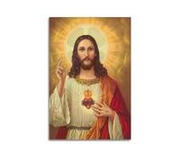 DATOZA Póster del Sagrado Corazón de Jesús: Lienzo Pintura Decorativa e Imagen de Arte Impresión Moderna para Dormitorio 12x18 pulgadas (30x45cm)