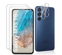 Datree 2 Piezas Protector de Pantalla para Samsung Galaxy M35, con 2 Piezas Protector de Lente de Cámara,Dureza 9H Sin Burbujas, Alta Definicion,Anti-Arañazos Cristal Templado