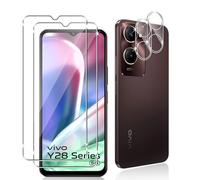 Datree 2 Piezas Protector de Pantalla para Vivo Y28s/Vivo Y03, con 2 Piezas Protector de Lente de Cámara,Dureza 9H Sin Burbujas, Alta Definicion,Anti-Arañazos Cristal Templado