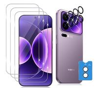 Datree 3 Piezas para Xiaomi Mi 17 Pro Protector de Pantalla, con 3 Piezas Protector de Lente de Cámara,Dureza 9H Sin Burbujas, Alta Definicion,Anti-Arañazos Cristal Templado